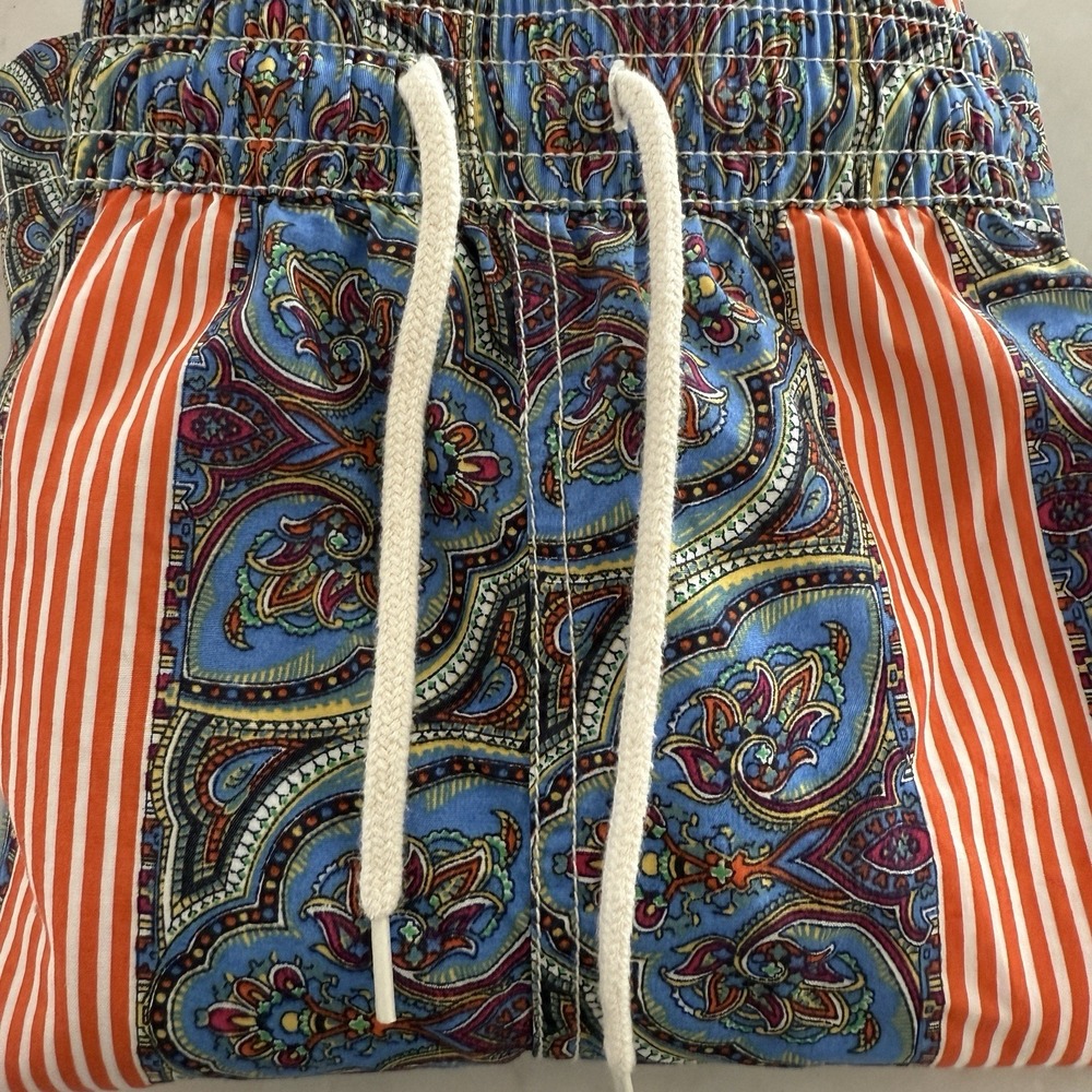Blue Paisley With Orange Stripes POLO Ralph Lauren Swim Trunks Men's XXL